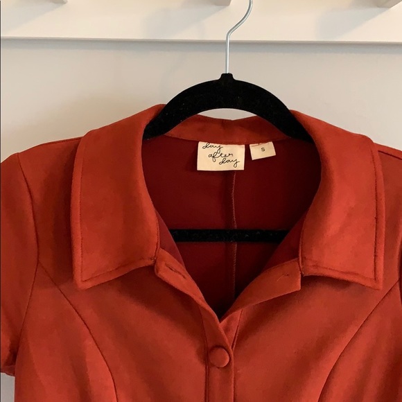 Burnt Orange velvet dress with collar - Picture 5 of 5